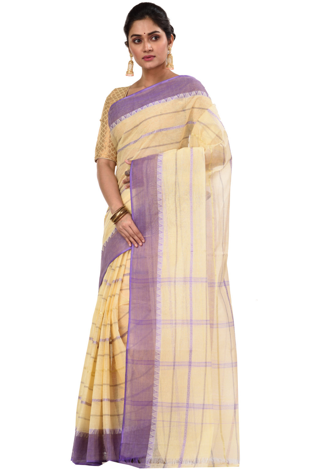 Purple Pure Cotton Boysko Tant Saree (425)